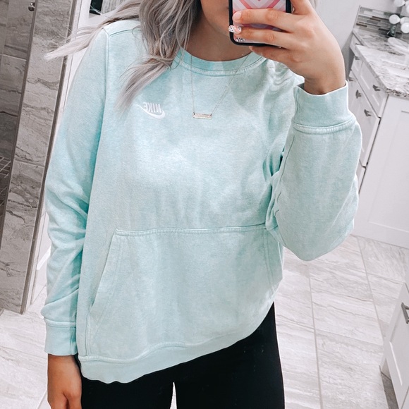 Nike Tops - nike mint blue comfy sweatshirt with front pocket